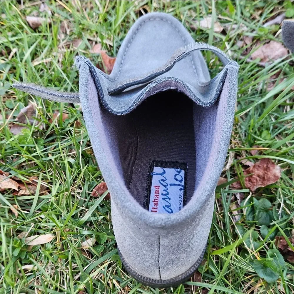 NWOT Haband Casual Joe Gray Suede Leather Moccasin Boots Size 8.5 - Picture 8 of 12